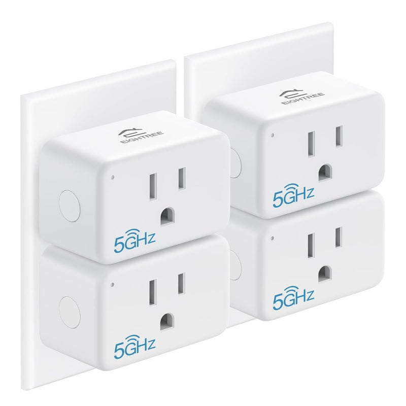 EIGHTREE Mini Smart Plug 5GHz Wi-Fi Compatible 15A, Smart Plugs That Work with Alexa & Google Home & SmartThings, Energy Monitor, Remote Control, Timer & Schedule, Wi-Fi Plugs - Image 1